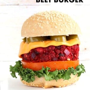 Kidney Bean Millet Beet Burger. Veggie Burgers with Beet, beans and millet (or quinoa). Bake or pan fry and serve with vegan cheese and garnishes of choice. Vegan Burger patties. Soyfree, gluten-free patties. | VeganRicha.com #glutenfree #veganricha #vegan