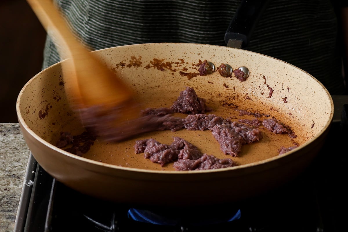 aromatics mixture in the pan after cooking