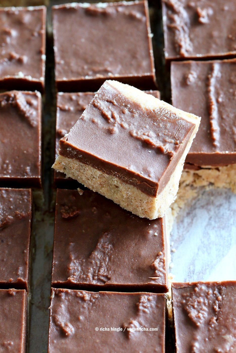 Chocolate Almond Butter Fudge Bars. Easy Vegan Fudge Recipe. Almond Butter or Peanut Butter Fudge. Gluten-free Soy-free Vegan Recipe | VeganRicha.com