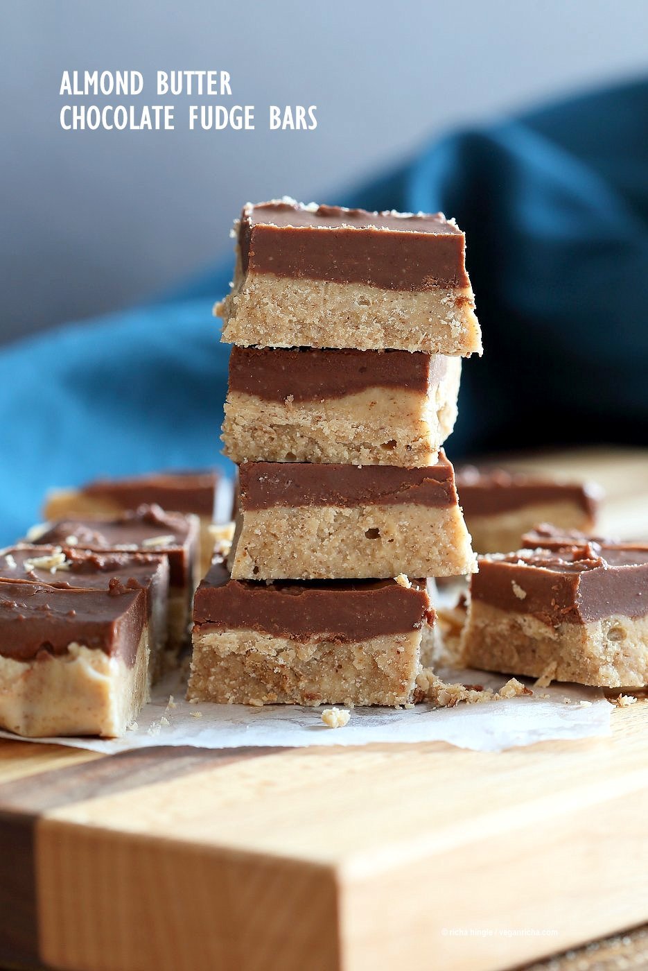 Chocolate Almond Butter Fudge Bars. Easy Vegan Fudge Recipe. Almond Butter or Peanut Butter Fudge. 4 Main ingredients! Nut butter, Coconut butter and maple syrup. Gluten-free Soy-free Vegan Recipe | VeganRicha.com
