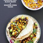 Jamaican Jerk Black Bean Tacos with Roasted Corn Salsa. 25 minute Tacos, full of flavor. Vegan Soy-free Recipe. Can be gluten-free with gf tortillas or soft tacos. | VeganRicha.com #glutenfree #veganricha #vegan