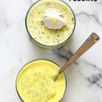 Lemon Curd Chia Pudding. Thick Lemon Coconut Pudding with Chia seeds. This zesty pudding is a refreshing treat for Summer. Serve wih whipped coconut cream. Vegan gluten-free nut-free soy-free Recipe | VeganRicha.com #glutenfree #veganricha #vegan