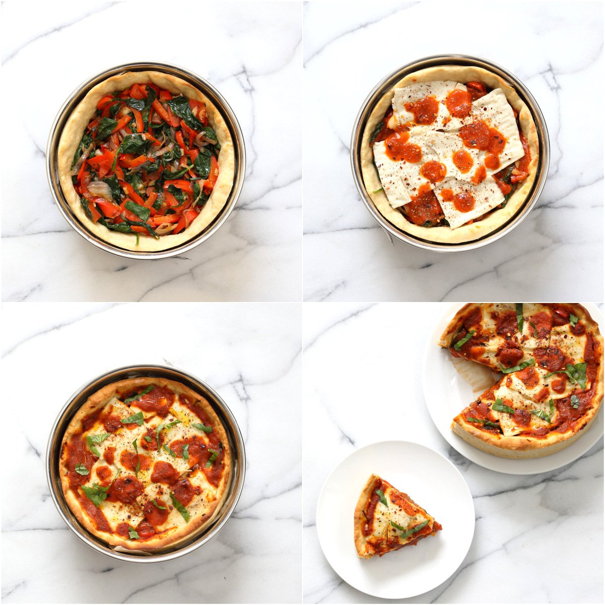 Vegan Deep Dish Pizza with Vegan Mozzarella Slices from Vegan Richa's Everyday Kitchen #veganricha #vegan #deepdish