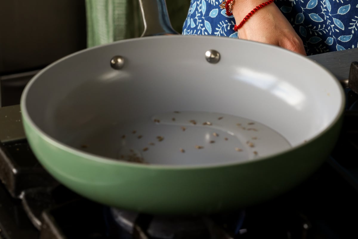 roasting the cumin seeds