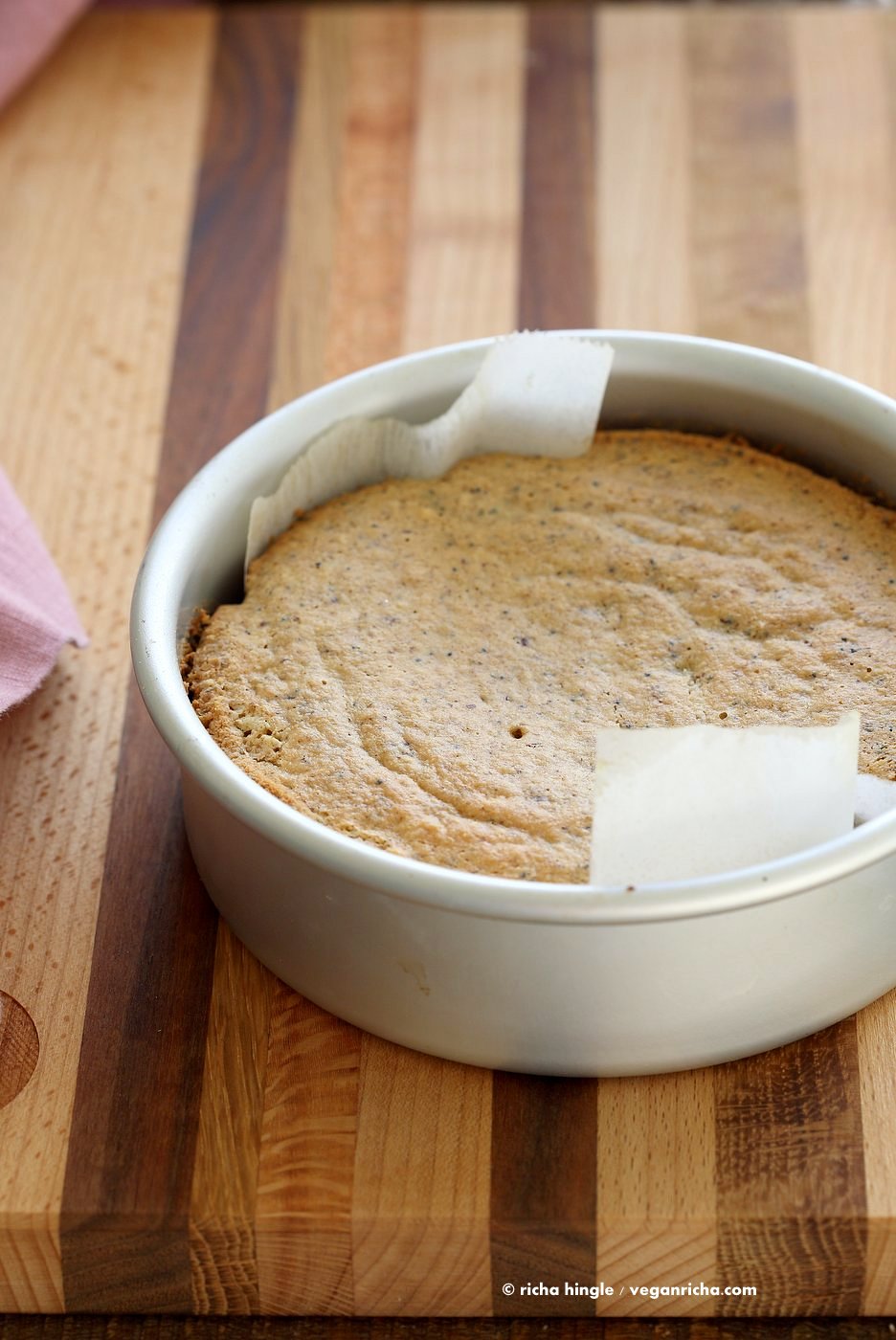 Vegan Almond Poppy Seed Cake. Gluten free Cake. Spongy Moist Cake with no Gum. Use as Sponge Cake without poppy seeds. Vegan Gluten-free Oil-free Recipe. | VeganRicha.com