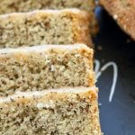 Vegan Almond Poppy Seed Cake. Gluten free Cake. Spongy Moist Cake with no Gum. Use a Sponge Cake without poppy seeds. Vegan Gluten-free Oil-free Recipe. | VeganRicha.com #glutenfree #veganricha #vegan