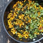 Corn Palak. Curried corn and Greens. Seasonal greens, chard and spinach with corn and spices make for a quick side, taco filling or addition to a salad. Vegan Gluten-free Soy-free Recipe. | VeganRicha.com