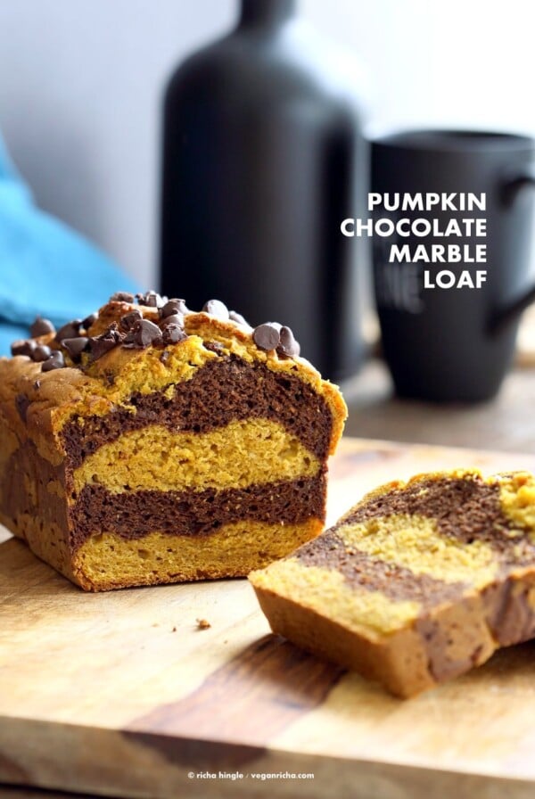 Easy Marbled Golden Pumpkin Chocolate Bread #glutenfree #veganricha #vegan