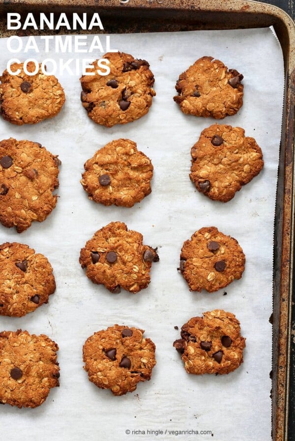 Banana Oatmeal Cookies #glutenfree #veganricha #vegan