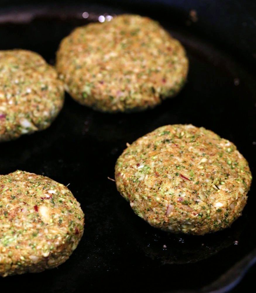 Smoky Spicy Broccoli Fritters with Chickpea flour and spices. Quick and Easy Snack or breakfast. Vegan Gluten-free Nut-free Soy-free Recipe | VeganRicha.com