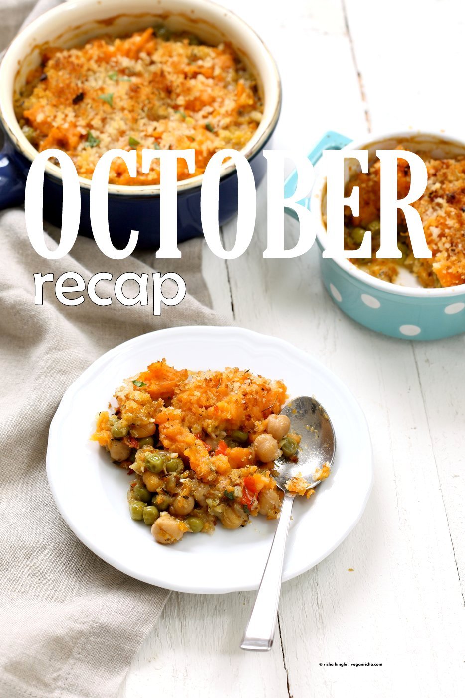 Chickpea Veggie Shepherds Pie #vegan and October Recap | VeganRicha.com