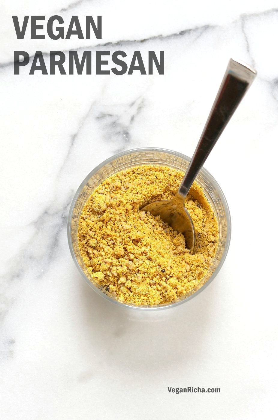 How to make Vegan Parmesan Cheese. Use Cashews, Pecans or Pepitas to make Dairy-free Parmesan cheese. Nut-free Vegan Parmesan Recipe. | VeganRicha.com