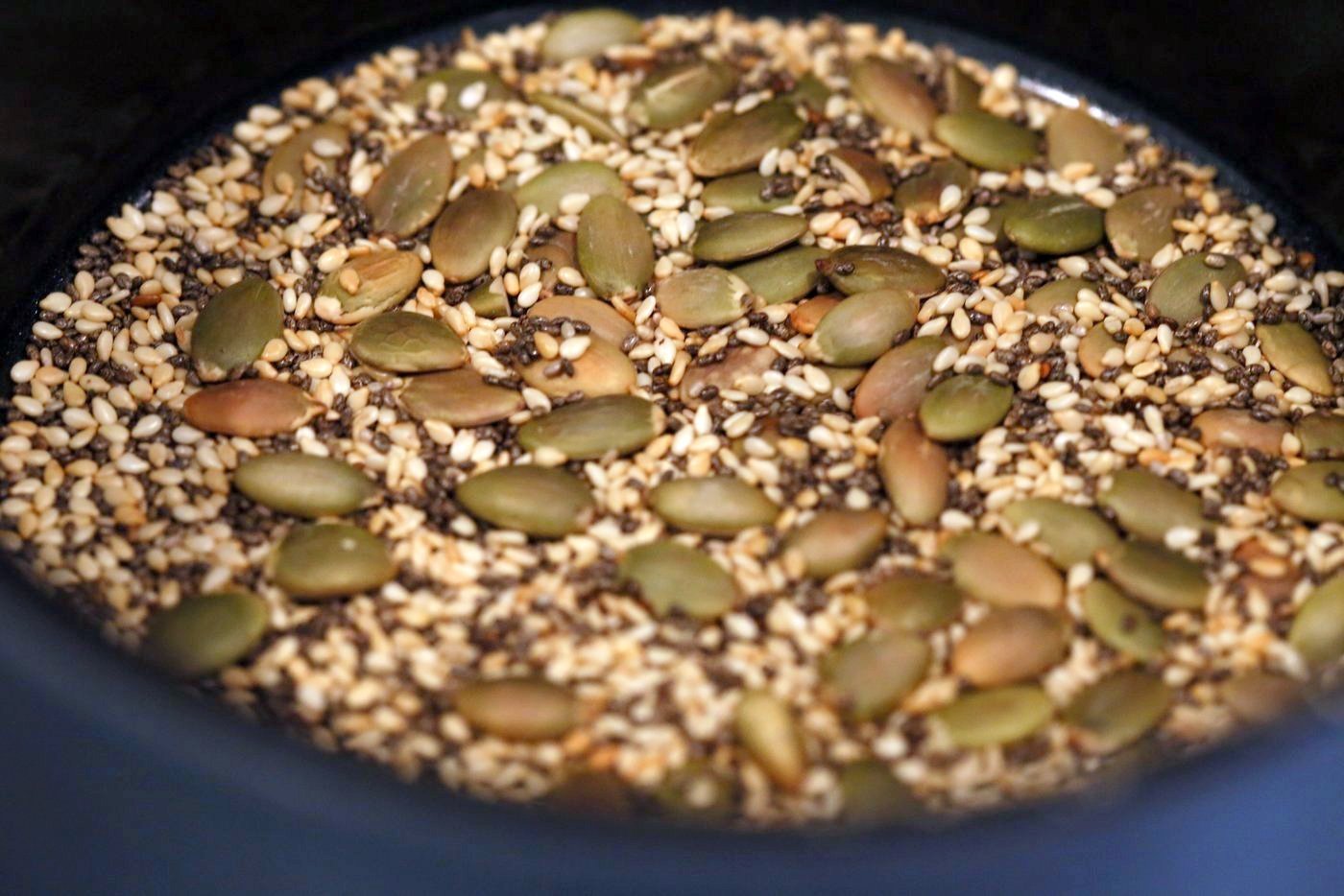 Seedy Chocolate No Bake Granola Bars with candied ginger and gingerbread spices. These bars filled will nuts and seeds make a tasty snack. substitute nuts with more seeds to make them nut-free. Vegan Gluten-free Recipe | VeganRicha.com