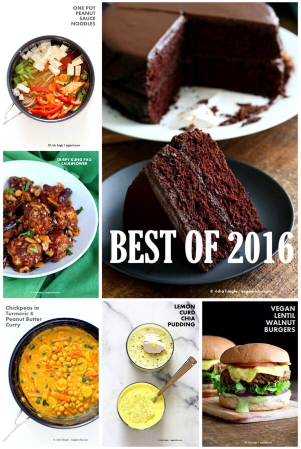 Best Vegan Recipes 2016. Top Recipes of the year from the blog. Amazing Vegan Gluten-free Soy-free Healthy Recipes. 16 Popular Posts o #veganricha #vegan #recipe VeganRicha.com