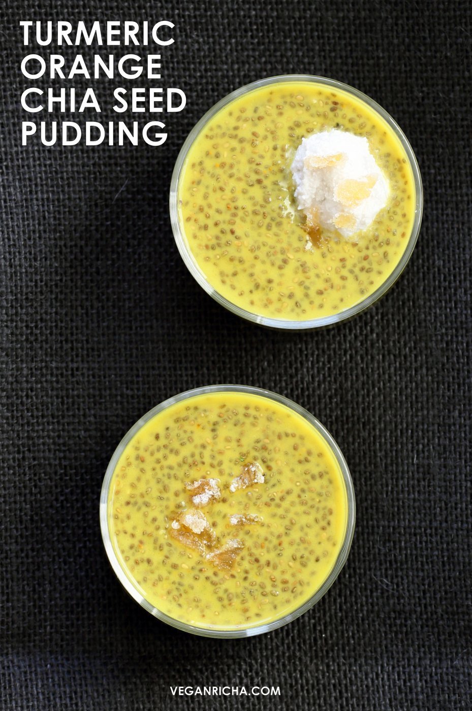 Golden Milk Chia Pudding. Turmeric Milk, spices and orange in this chia pudding makes an amazing breakfast. #Vegan #Glutenfree #Nutfree #Soyfree #Recipe #veganricha | VeganRicha.com