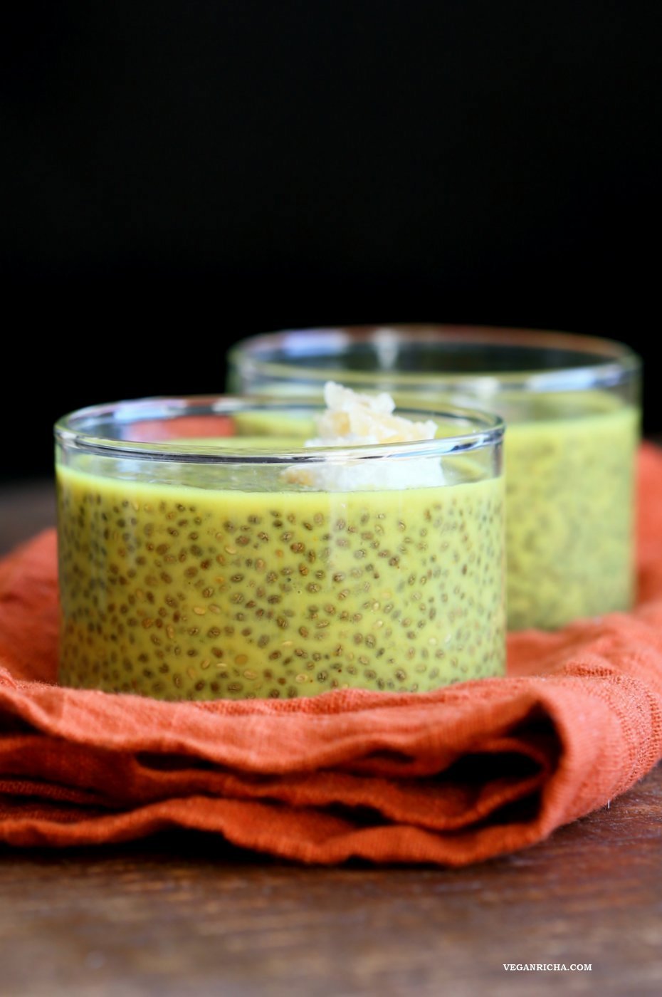 Golden Milk Chia Pudding. Turmeric Milk, spices and orange in this chia pudding makes an amazing breakfast. Vegan Gluten-free Nut-free Soy-free Recipe #veganricha | VeganRicha.com