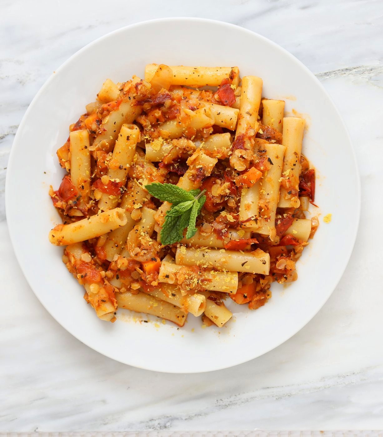 25 Minute Weeknight Pasta. Ziti with Chipotle Lentil Tomato Sauce. Smoky Chipotle and lentils in the pasta sauce make it a flavorful and filling meal. Vegan Soyfree Recipe. Easily glutenfree with GF pasta. | VeganRicha.com