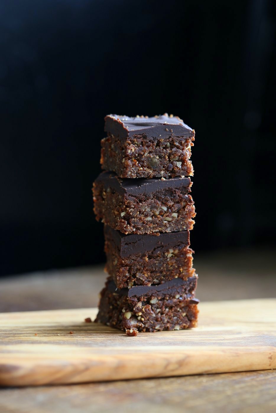 Hazelnut Walnut Brownies - No Bake Brownies with dates, roasted hazelnuts and walnuts. Easy Fudgy No Bake Vegan Brownies. No Bake Nutella Brownies. Vegan Gluten-free Recipe. | VeganRicha.com