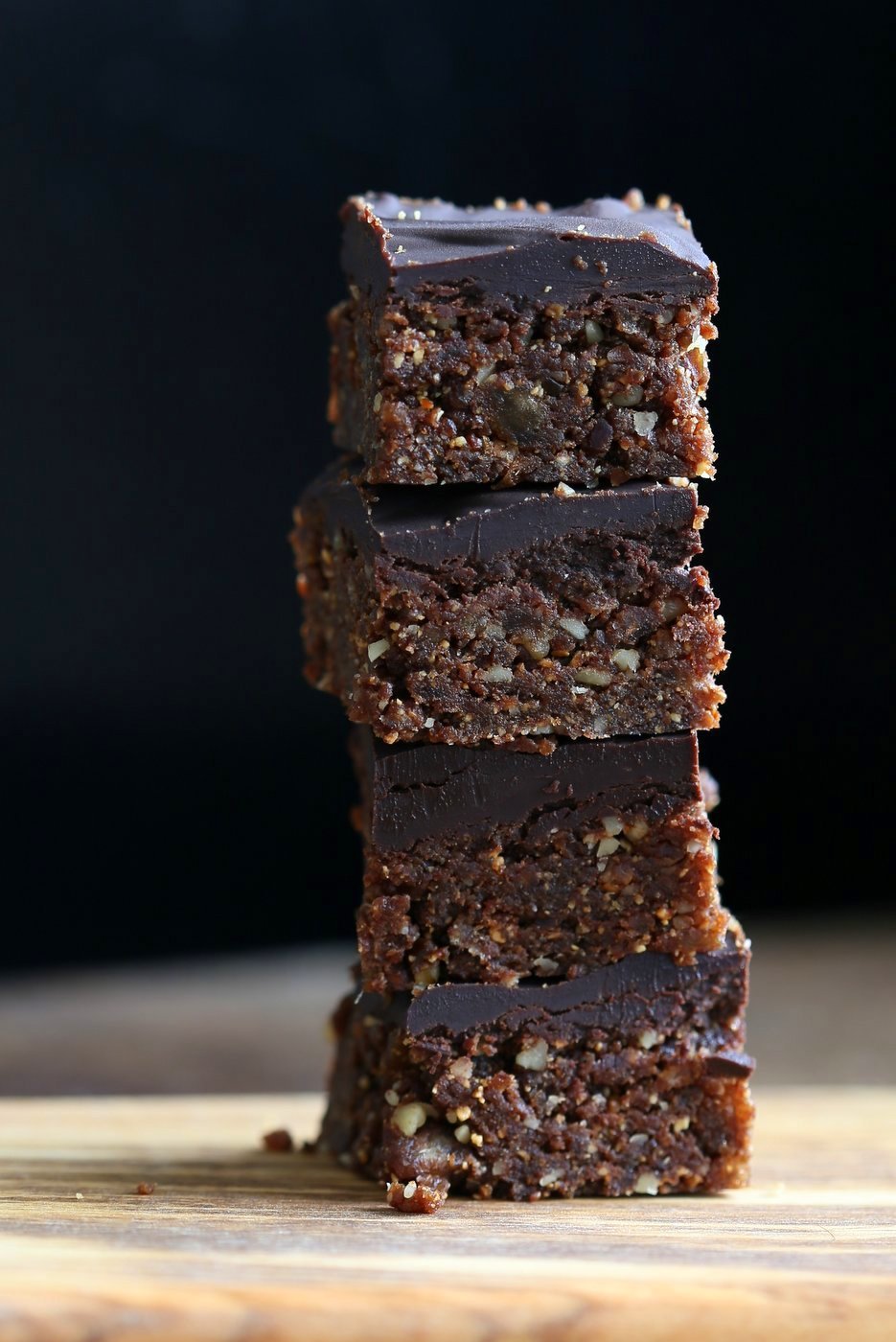 Hazelnut Walnut Brownies - No Bake Brownies with dates, roasted hazelnuts and walnuts. Easy Fudgy No Bake Vegan Brownies. No Bake Nutella Brownies. Vegan Gluten-free Recipe. | VeganRicha.com