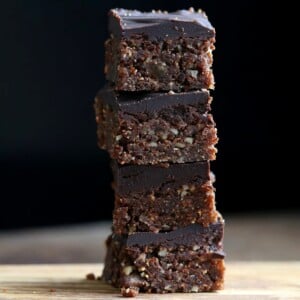 Hazelnut Walnut Brownies - No Bake Brownies with dates, roasted hazelnuts and walnuts. Easy Fudgy No Bake Vegan Brownies. No Bake Nutella Brownies. Vegan Gluten-free Recipe. | VeganRicha.com
