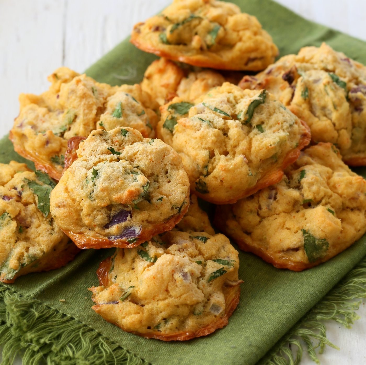 Mung Dal Fritters - Baked Moong Dal Pakoda. Petite yellow lentils (split and skinned mung beans) soaked and blended to a batter to make pakoda/Bhajji with onions and greens. Use red lentils or chickpea flour for variation. Vegan Gluten-free Recipe | VeganRicha.com