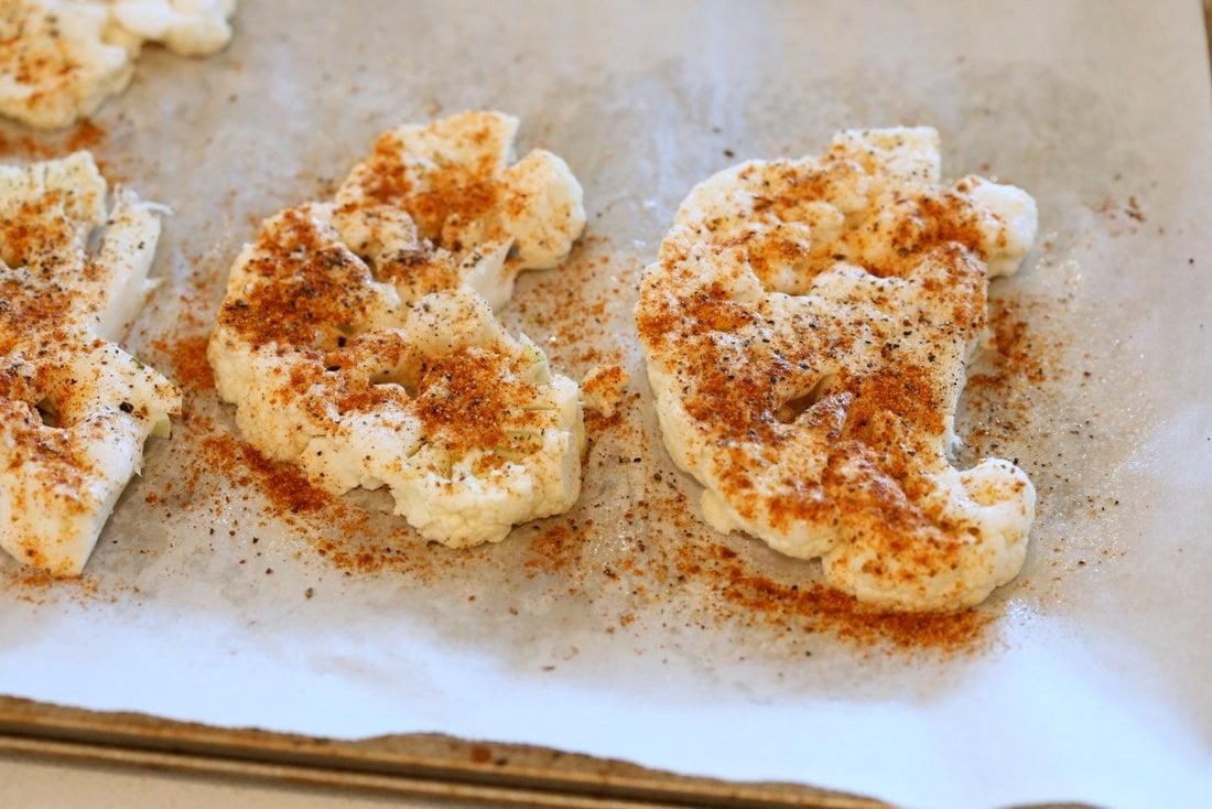 Vegan Cauliflower Parmesan Pasta Bake. Pasta, marinara sauce, Crispy Cauliflower slices coated in breadcrumbs and spices, and vegan mozzarella. Soy-free Recipe. Can be gluten-free | VeganRicha.com