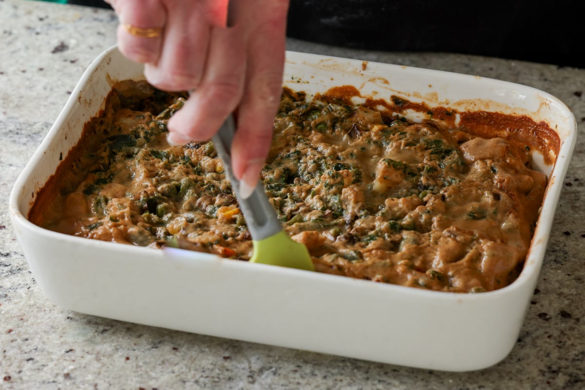 veggies and sauce after baking