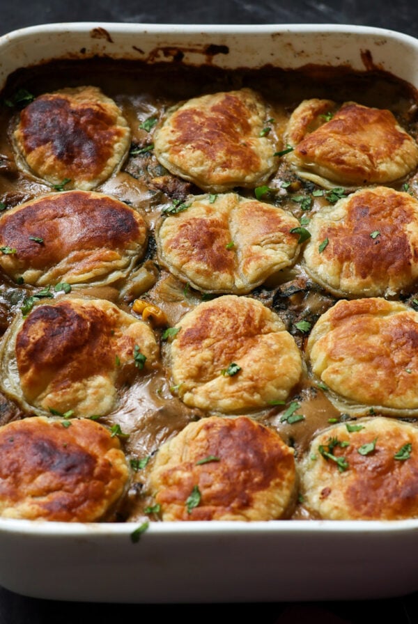 masala vegetable pot pie in the baking dish