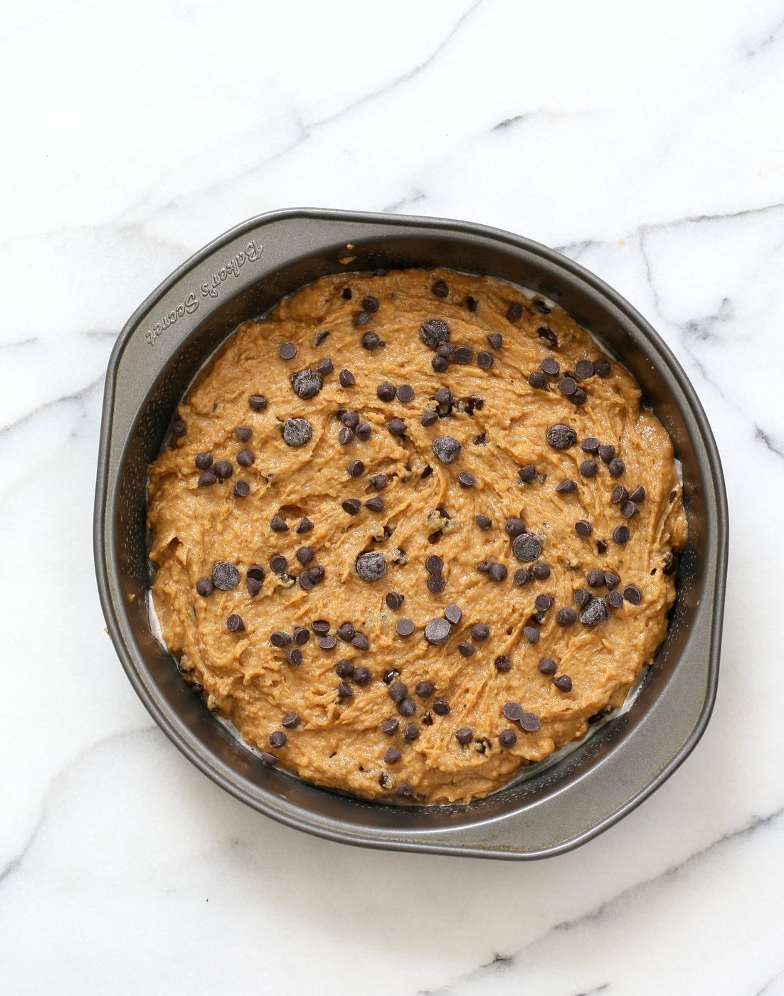 Peanut Butter Chickpea Cookie Pie. Chickpea Peanut Butter Cookies. Deep dish Cookie Pie. Fudgy Chocolate Chip Chickpea Cookie Pie Recipe. Vegan Gluten-free Soy-free Recipe | VeganRicha.com