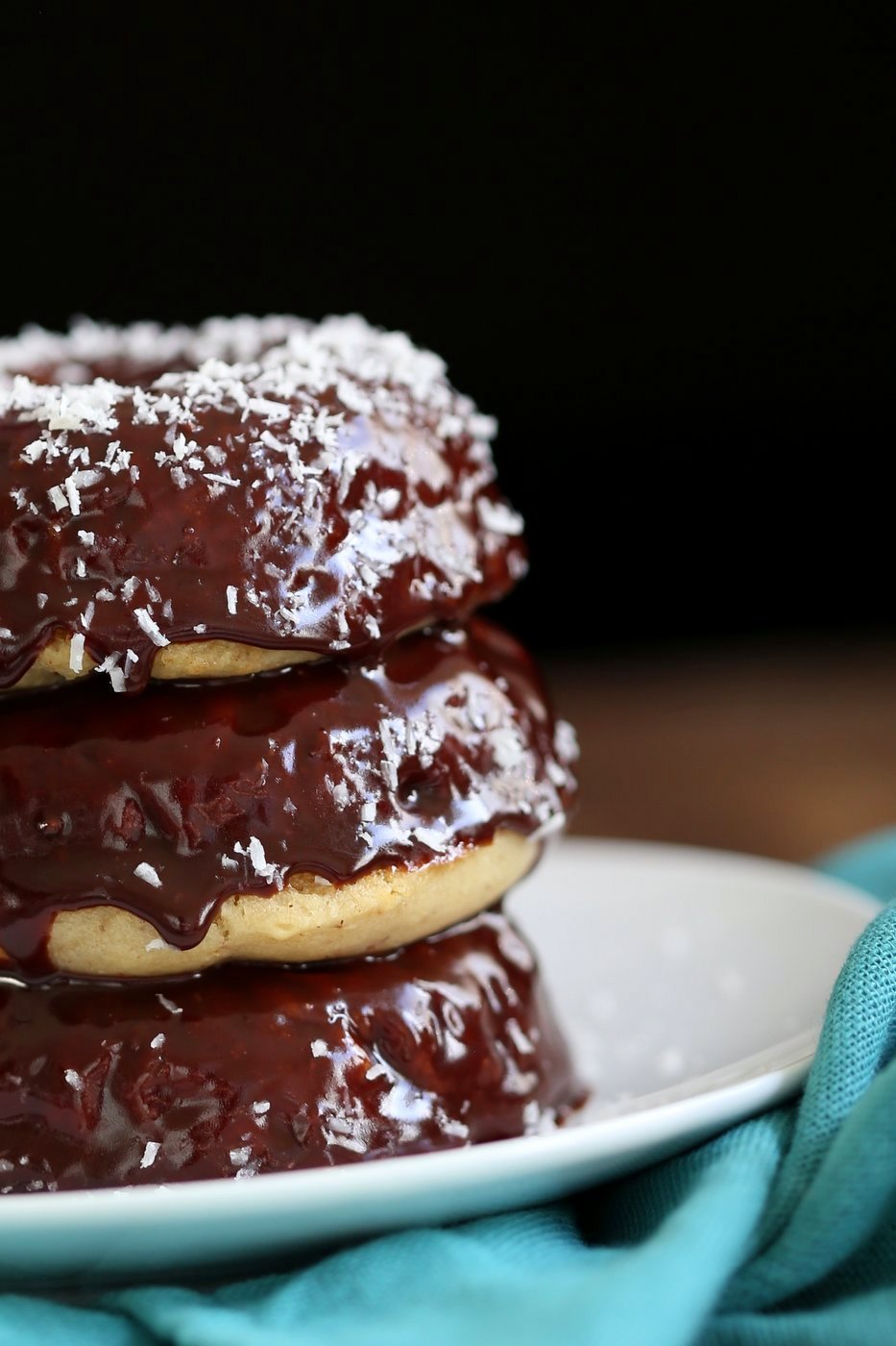 Vegan Donuts Recipe with Chocolate Glaze. Classic Vegan Doughnut. Easy, quick and impresses everyone. Simple Baked Donut Recipe. Vegan Soy-free. | VeganRicha.com