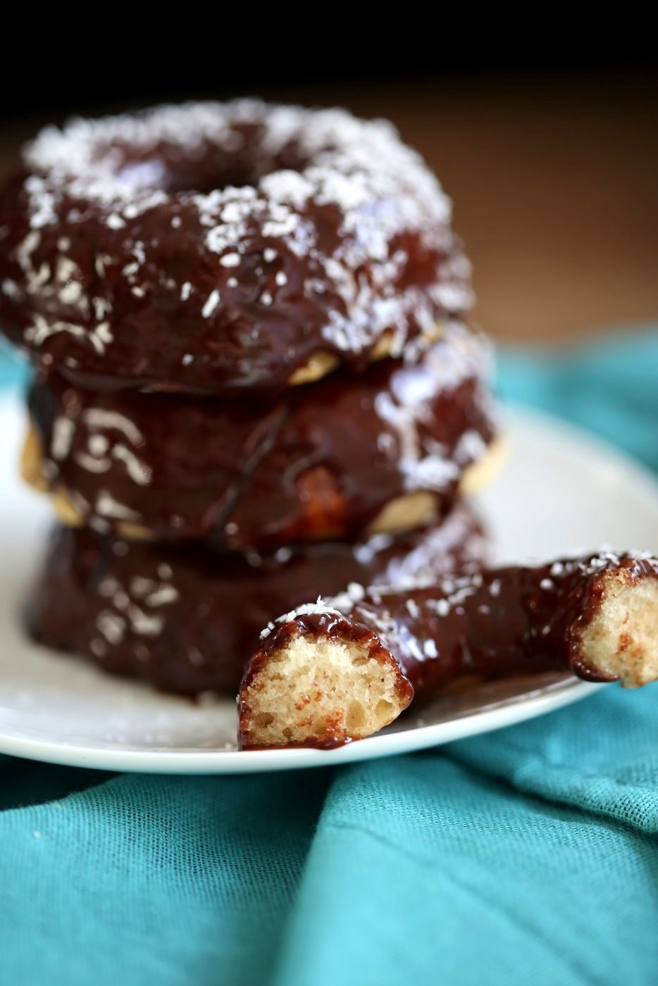 Vegan Donuts Recipe with Chocolate Glaze. Classic Vegan Doughnut. Easy, quick and impresses everyone. Simple Baked Donut Recipe. Vegan Soy-free. | VeganRicha.com