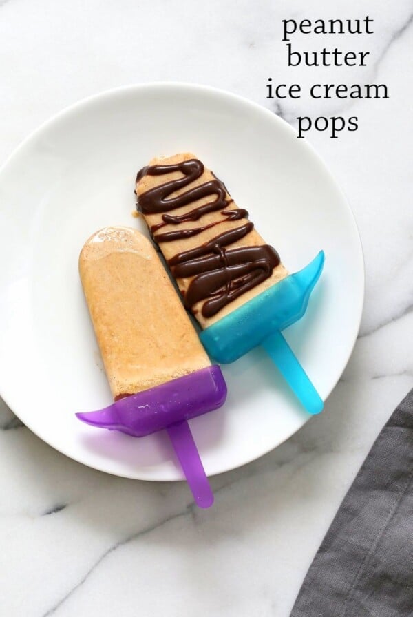 These Chocolate Peanut Butter Ice Cream Popsicles are like Peanut Butter Cup pops. Creamy Nut butter ice cream drizzles with melted chocolate. Vegan Gluten-free Recipe | VeganRicha.com #glutenfree #veganricha #vegan