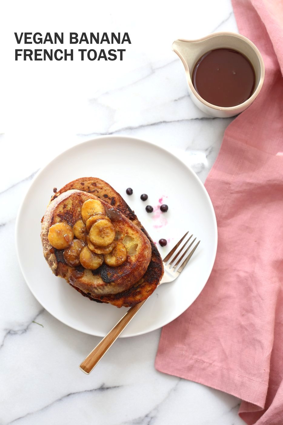 Vegan Banana French Toast. Vegan French Toast with Caramelized bananas. Banana and non dairy milk make up the french toast batter. Cooked French toast is served with caramelized Bananas, maple and vegan butter. Vegan Nut-free Recipe. | VeganRicha.com
