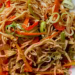 close up of Hakka noodles in a bowl