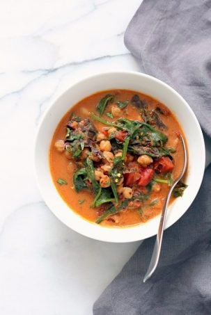 Instant Pot Chana Saag - Chickpea Spinach Curry. Easy 1 pot Chickpea Curry. Saucepan option. Vegan Gluten-free Nut-free Recipe | VeganRicha.com