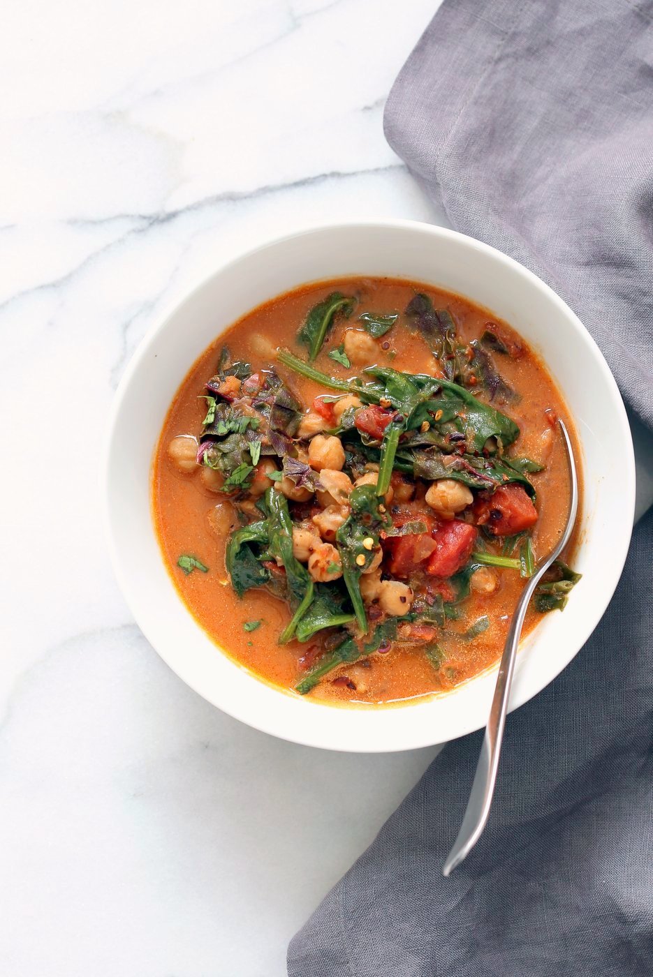 Instant Pot Chana Saag - Chickpea Spinach Curry. Easy 1 pot Chickpea Curry. Saucepan option. Vegan Gluten-free Nut-free Recipe | VeganRicha.com