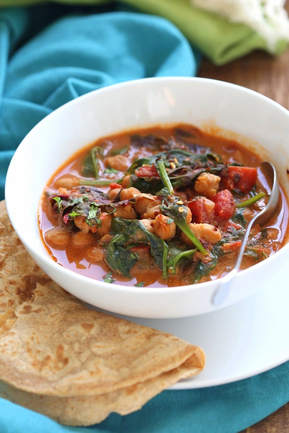 Instant Pot Chana Saag - Chickpea Spinach Curry. Easy 1 pot Chickpea Curry. Saucepan option. Vegan Gluten-free Nut-free Recipe | VeganRicha.com