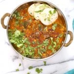 Eggplant Sambar Recipe - Indian Yellow Lentil Tamarind Dal. Toor Dal Sambar with Eggplant or other seasonal veggies. Instant Pot or Saucepan Vegan Gluten-free Soy-free Nut-free Recipe | VeganRicha.com