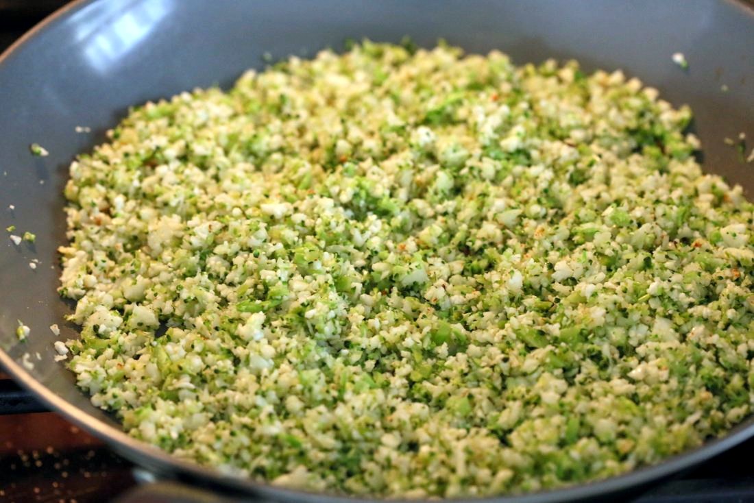 Easy Broccoli Cauliflower Rice. How to make Cauliflower Rice. How to make Cumin scented Broccoli Rice. Vegan Gluten-free Soy-free Nut-free Recipe | VeganRicha.com