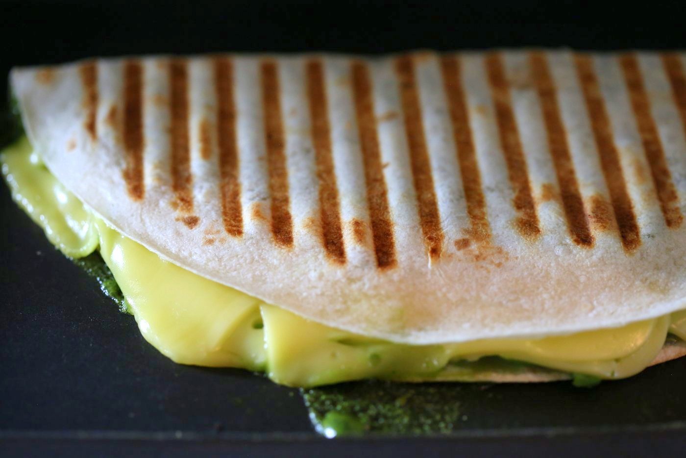 Chimichurri Sweet Potato Black Bean Quesadilla - 10 minute Grilled Quesadillas with Beans. Roasted Sweet Potatoes, Peppers and Chimichurri. #Vegan #Nutfree #Soyfree #Recipe. Can be #Glutenfree #veganricha ! VeganRicha.com