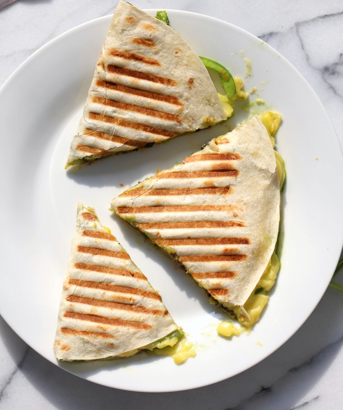 Chimichurri Sweet Potato Black Bean Quesadilla - 10 minute Grilled Quesadillas with Beans. Roasted Sweet Potatoes, Peppers and Chimichurri. #Vegan #Nutfree #Soyfree #Recipe. Can be #Glutenfree #veganricha ! VeganRicha.com