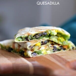 Chimichurri Sweet Potato Black Bean Quesadilla - 10 minute Grilled Quesadillas with Beans. Roasted Sweet Potatoes, Peppers and Chimichurri. #Vegan #Nutfree #Soyfree #Recipe. Can be #Glutenfree #veganricha ! VeganRicha.com
