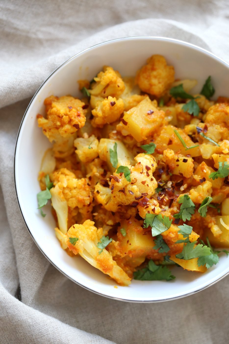 Instant Pot Aloo Gobi - Curried Potato Cauliflower. 1 Pot Aloo Gobhi. Indian Gobi Aloo Masala. Vegan Gluten-free Soy-free Nut-free Recipe | VeganRicha.com
