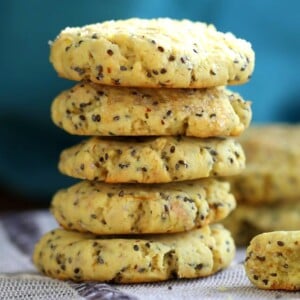 Vegan Lemon Cookies with Chia. Zesty, Bite size Soft cookies for snaking or weekend baking. Vegan Recipe. Easily Gluten-free, Nut-free | VeganRicha.com