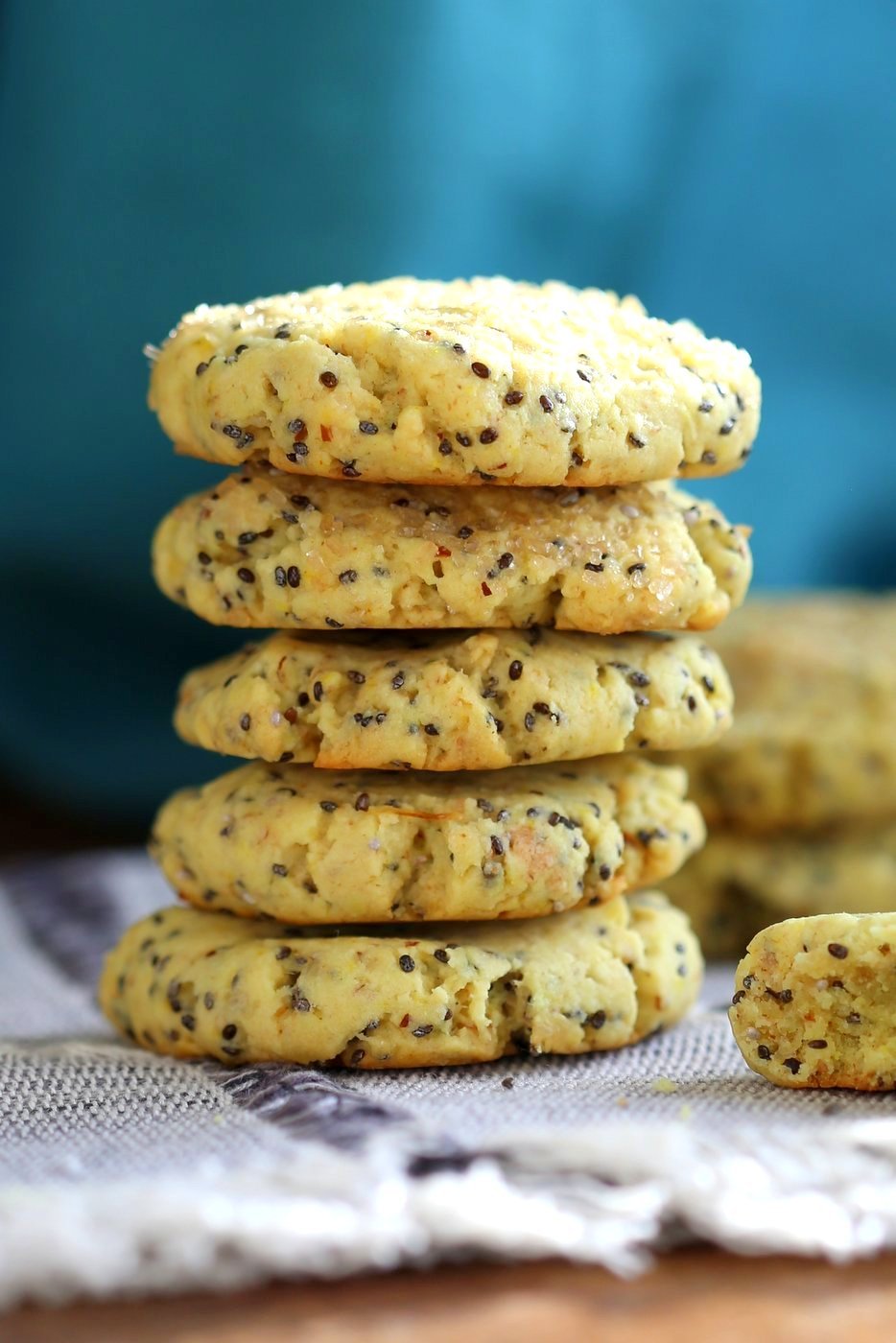 Vegan Lemon Cookies with Chia. Zesty, Bite size Soft cookies for snacking or weekend baking. Vegan Recipe. Easily Gluten-free, Nut-free | VeganRicha.com