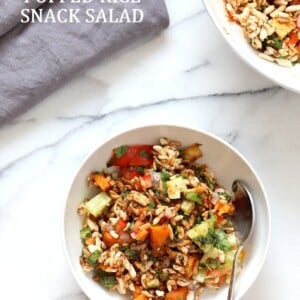 Sweet Potato Bhel Recipe - Indian Street Food style Snack Salad with Mint and Tamarind Chutney. Puffed Rice tossed with cooked sweet potato, nuts, onion, cucumber and tomato and dressed in chopped mint and 5 minute Tamarind Chutney. Vegan Bhel Puri Recipe. Can be glutenfree and nutfree. | VeganRicha.com