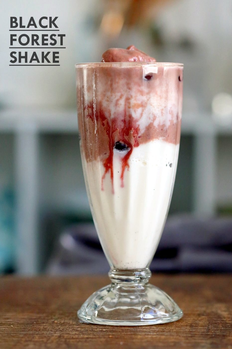 Black Forest Shake. Summer Ice cream Blizzard with layers of vanilla and chocolate shake with cherry compote. #vegan #glutenfree #soyfree #vegandessert #veganricha Vegan Gluten-free Recipe. Can be nut-free. | VeganRicha.com