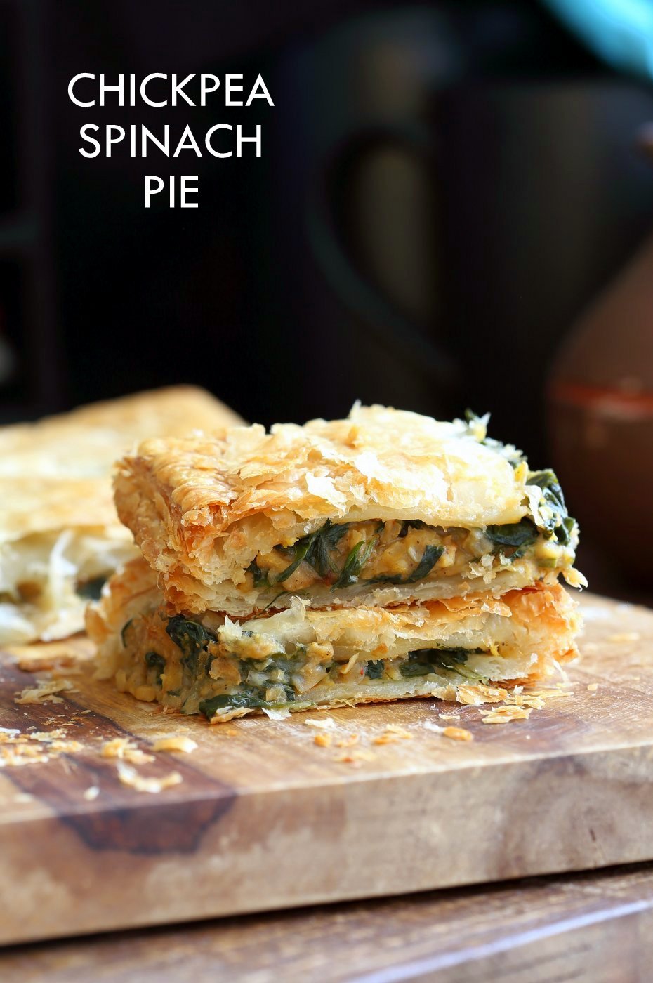 Chickpea Spinach Pie with Berbere Spice. Easy Chickpea Spinach Pastry for holidays and company with vegan puff pastry. Use spices or blends of choice. Use lentils for variation. Vegan Soy-free Nut-free Recipe.ย  | VeganRicha.com
