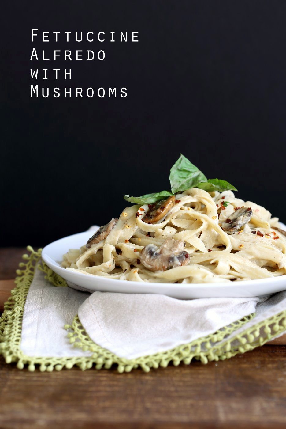 The Best Vegan Mushroom Garlic Alfredo with no nuts. Garlicky, Creamy, Amazing Vegan Fettuccine Alfredo. Nut-free, Easily Gluten-free, soy-free. 21 gm of protein per serving! | VeganRicha.com
