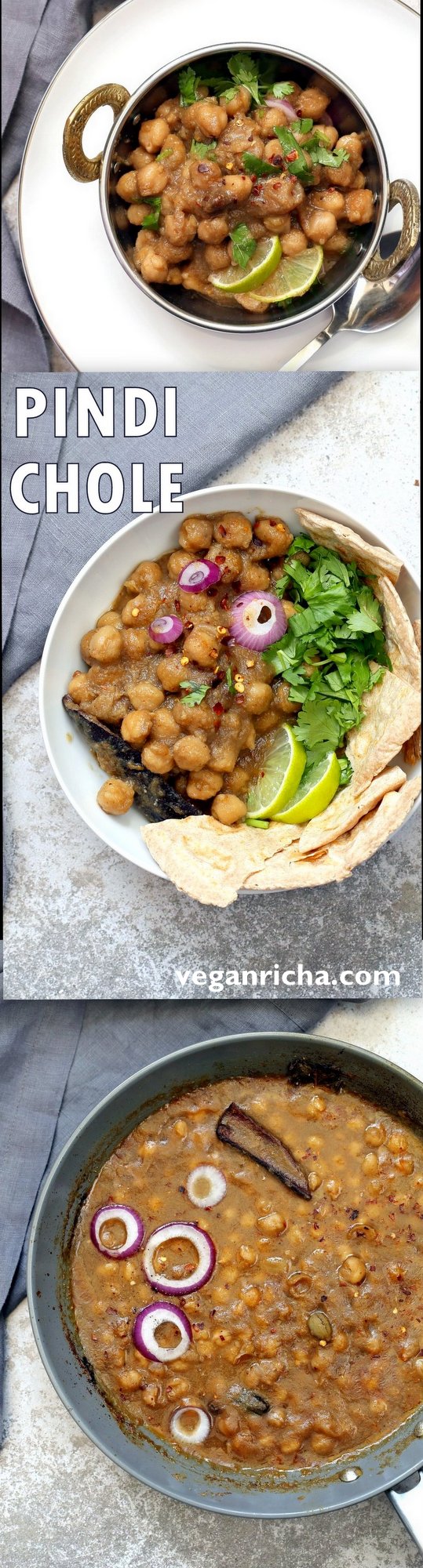 Pindi Chole - Chickpea Curry with Whole Spices. Instant Pot or Saucepan. Chickpeas cooked with whole spices then added to a sauce with caramelized onions. Punjabi Chole Adapted from Rawalpindi style Chole. Vegan Gluten-free Nut-free Soy-free Recipe | VeganRicha.com